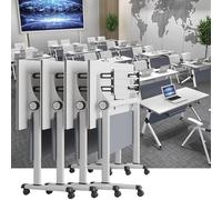 Tavolo da conferenza pieghevole con ruote silenziose e deflettore in acciaio, scrivania moderna per casa o ufficio, soluzione versatile per riunioni e allenamento