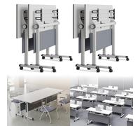 Tavolo da conferenza pieghevole con ruote silenziose, rettangolare, mobile per sala riunioni, grande tavolo pieghevole per studio e lavoro per eventi in ufficio e collaborazioni