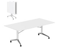 Tavolo da conferenza pieghevole con ruote, tavolo mobile per riunioni in ufficio, design rettangolare, 200 x 100 x 75 cm, ideale per seminari e collaborazioni