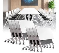 Tavolo da conferenza pieghevole, leggero, pieghevole, con ruote silenziose, per ufficio, sale di formazione, seminari e aule, perfetto per eventi e collaborazioni