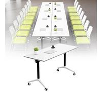 Tavolo da conferenza pieghevole mobile con rotelleSalvaspazio Flip Top Scrivania da ufficio moderna per riunioni formazione e uso domestico Design rettangolare per spazi di lavoro versatili