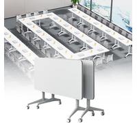 Tavolo da conferenza pieghevole mobile con ruote, confezione da 2, 160 x 59,9 x 74,9 cm, versatile scrivania per allenamento per ufficio, casa, aule e sale riunioni