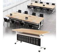 Tavolo da conferenza pieghevole moderno mobile con piano ribaltabile, grande tavolo per computer per ufficio, aula aziendale, formazione aziendale, finitura in legno (L 160 cm)