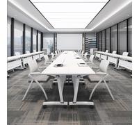 Tavolo da conferenza pieghevole moderno mobile con ruote silenziose, design con parte superiore ribaltabile, per ufficio, formazione, classe, compatto, 140 x 40 x 75 cm