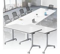 Tavolo da conferenza pieghevole moderno portatile con ruote, design flip top per riunioni e formazione in ufficio, salvaspazio, facile da spostare, ideale per collaborazioni ed eventi