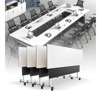 Tavolo da conferenza pieghevole portatile con ruote girevoli, design versatile per ufficio, sale di formazione ed eventi, salvaspazio, facile mobilità e installazione rapida