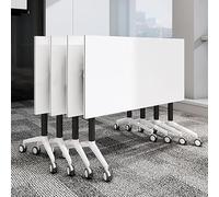 Tavolo da conferenza pieghevole, rettangolare, modulare, per riunioni e seminari, con ruote silenziose, ideale per sale di formazione e riunioni di lavoro (140 x 40 cm)