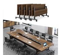 Tavolo da conferenza pieghevole su ruote, per seminari e riunioni, salvaspazio, design fliptop, per uffici e riunioni dinamiche