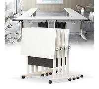 Tavolo da conferenza pieghevole, tavolo da conferenza pieghevole da 63" su ruote portatile per ufficio, sala formazione, casa, aula, seminario, sala riunioni, set da 4, salvaspazio, facile d