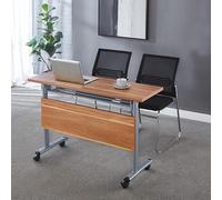 Tavolo da conferenza pieghevole, tavolo da conferenza pieghevole mobile con ruote,da rettangolare modulare,da seminari, da riunione dinamico, da formazione light wood 140cm/55.1in×60cm/23.6in