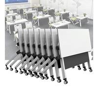 Tavolo da conferenza pieghevole, tavolo da riunione mobile con piano pieghevole, ideale per seminari, formazione ed eventi, con ruote per un facile trasporto, perfetto per uso domestico e ufficio