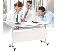 Tavolo da conferenza pieghevole versatile con ruote mobile ribaltabile tavolo da allenamento robusto tavolo da riunione rettangolare per ufficio, officine, eventi e collaborazioni