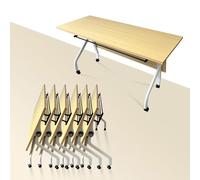 Tavolo da conferenza rettangolare pieghevole su ruoteModern Office Training Desk con bordi in metallo per sale riunioni e sale riunioni, design portatile e salvaspazio