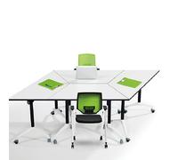 Tavolo da conferenza trapezoidale con ruote bloccabili, scrivania multifunzionale per riunioni, design di giunzione per uso versatile in sale conferenze