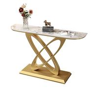 Tavolo da consolle Glam in marmo/metallo con struttura rettangolare antigraffio, mobile divisorio per ingresso contro la parete, tavolo da veranda per corridoio(C+Gold,150x30x80cm/59x11.8x31.5in)