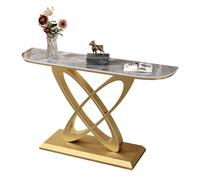 Tavolo da consolle Glam in marmo/metallo con struttura rettangolare antigraffio, mobile divisorio per ingresso contro la parete, tavolo da veranda per corridoio(D+Gold,150x30x80cm/59x11.8x31.5in)