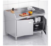 Tavolo da Cucina Commerciale in Acciaio Inox per Preparazione di cibi - Banco da Lavoro Versatile con mobiletto portaoggetti e Piattaforma, Ideale per la Preparazione di cibi, Il Taglio e Le