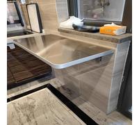 Tavolo da cucina compatto e pieghevole, salvaspazio, per bar e colazione, da parete, in acciaio inox, ideale per piccoli spazi, 70 x 40 cm