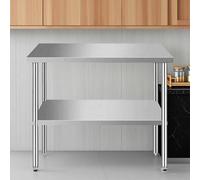 Tavolo da cucina in acciaio inox per la preparazione dei pasti, tavolo da lavoro per ristoranti commerciali, resistente, con ripiano portaoggetti, per esterni, ristorante(100x50x80cm,2 tier)