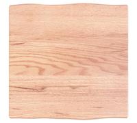 Tavolo da cucina in legno massello, 40 x 40 x 2 cm, superficie quadrata per sala da pranzo per casa e ufficio, rovere rustico non trattato, bordi naturali, finitura marrone chiaro