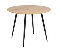 Tavolo da cucina moderno rotondo da pranzo con piano in MDF e gambe in acciaio in legno chiaro 100 cm