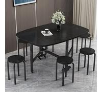 Tavolo da cucina pieghevole in legno, 120 cm, salvaspazio, con ruote, design a foglia di legno nero, per piccoli spazi, ideale per sala da pranzo e cucina