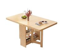 Tavolo Da Cucina Pieghevole In Legno Massello Con Doppio Strato Di Stoccaggio, Design Estensibile Pieghevole For Sala Da Pranzo, Cucina, Ufficio(Wood Color,120x70cm/47.2x27.5in)
