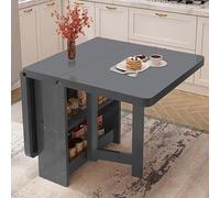 Tavolo Da Cucina Pieghevole In Legno Massello Con Doppio Strato Di Stoccaggio, Design Estensibile Pieghevole For Sala Da Pranzo, Cucina, Ufficio(Grey,120x70cm/47.2x27.5in)