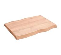 Tavolo da cucina quadrato in rovere massello, superficie da pranzo per casa e ufficio, bordo vivo, non trattato, marrone chiaro, 80 x 60 x 6 cm, in legno resistente