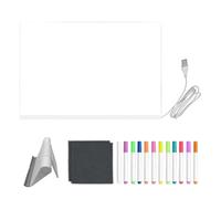 Tavolo da disegno a LED - Blocco acrilico trasparente, Lavagna LED cancellabile a secco Supporto per penne a 12 colori, Forniture d'arte per ragazzi, ragazze, Aule, Strada, Tavoletta per appunti con d