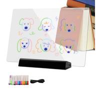Tavolo da disegno con luce RGB, pannello cancellabile a secco, pennarello a 12 colori con illuminazione a LED piatta, tavolo da disegno per bambini, display illuminato con illuminazione brillante, tav