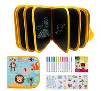 Tavolo da Disegno Portatile Cancellabile per Bambini, Strumento da Disegno da Viaggio Lavagna Graffiti, Tavolo da Disegno da Apprendimento Libro Graffiti con 12 Penne Cancellabili per Bambini (Giallo)