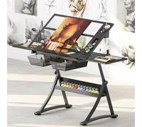 Tavolo da disegno regolabile con ripiano laterale e 2 Sto Ders - Altezza e angolo regolabili Art Statat per pittura, Ding, Crafting, scrittura e lettura