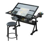 Tavolo da disegno regolabile in altezza con contenitore, inclinabile, grande scrivania artistica per casa e ufficio, tavolo da disegno versatile per artisti e artigiani