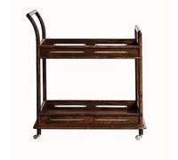 Tavolo da divano, carrello in legno massiccio con ruote, macchina da tè a due piani, tavolino da caffè in fattoria con scaffale, caffè mobile domestico e reception, carrello da cucina(Walnut wood)