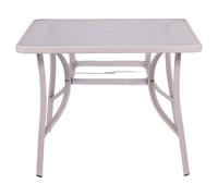Tavolo da esterno 96x96 cm, in vetro e acciaio, bianco, Esté
