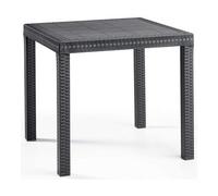 TAVOLO QUADRATO DALLAS CM 80X80X74 ANTRACITE RESINA ANTIURTO EFF.RATTAN GIARDINO
