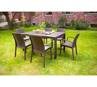 Dmora Tavolo da Esterno Giove, Base per Picnic, Piano da Pranzo da Giardino, Banco Outdoor Multiuso, Made in Italy, 150x90 h74 cm, Marrone