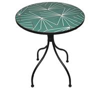 TAVOLO TAVOLINO ROTONDO TONDO ACCIAIO NERO PIANO CERAMICA 80xH75 CM GIARDINO