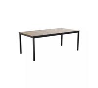 Keter Porto Tavolo da Pranzo Esterno per Giardino e Terrazza, 200x95x75H cm, Adatto per 8 Persone, Piano in Finitura Effetto Legno, Struttura in Metallo Grafite
