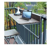 Tavolo da Esterno Pieghevole e Regolabile per ringhiera del Balcone, Tavolo da Bar Resistente per Patio, Tavolo da Servizio Compatto per terrazzo con Piano in Materiale Composito, Design Sal