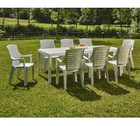 Tavolo da Esterno Susa, Tavolo Rettangolare allungabile da Pranzo, Tavolo da Giardino Estensibile, 100% Made in Italy, 150x90h72 cm, Bianco