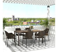 Tavolo da Giardino Allungabile da 160-240 cm per 6-8 Persone Rettangolare in Acciaio e Alluminio, Effetto Legno