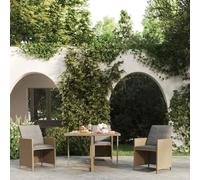 Tavolo da Giardino Beige 109x107x74 cm Polyrattan Vetro Temperato, Esterno Moderno per Terrazza Giardino Balcone, Tavolo da Pranzo all Aperto con Piano in Vetro, Design Elegante e Resistente