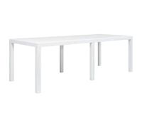 Tavolo da Giardino Bianco 220x90x72 cm in Plastica Stile Rattan, Durable Outdoor Dining Table for Garden Patio Camping, Weatherproof Easy to Clean Lightweight Rattan Effect Plastic Table