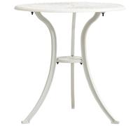 Tavolo da giardino bianco, 62 x 62 x 65 cm, in alluminio pressofuso con | alluminio pressofuso, foro per ombrellone, motivo piano del tavolo decorativo, tre gambe, per terrazza e balcone