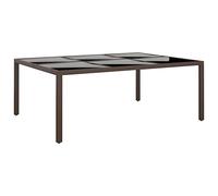 Tavolo da Giardino con Piano in Vetro Temperato 200x150x75 cm, Tavolo da Esterno in Rattan Resistente per Terrazza Giardino Balcone, Design Elegante e Struttura Leggera, Colore Marrone e Nero