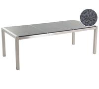 Tavolo da Giardino Granito Grigio Gambe Acciaio Argento 220 x 100 cm Grosseto