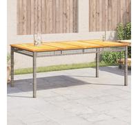 Tavolo da Giardino Grigio 180x90x75cm in Polyrattan e Legno Acacia, Tavolo da Esterno Resistente agli UV con Piano in Legno Massello e Struttura in Acciaio, Ideale per Giardino Terrazzo Cortile