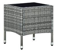 Tavolo da Giardino Grigio 40x40x45 cm in Polyrattan, Tavolo Esterno Moderno con Piano in Vetro, Resistente alle Intemperie, Ideale per Terrazzo Giardino Balcone, Facile da Pulire e Montare